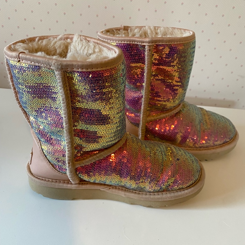 UGG Girls Pink Sequined Boots